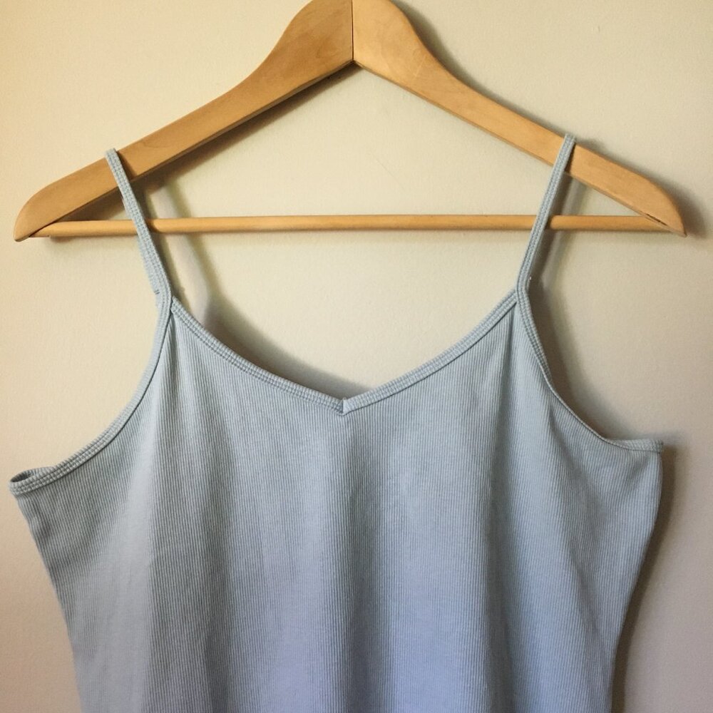 Ricki's Ice Blue Ribbed V-Neck Cotton Camisole Adjustable Straps - Picture 3 of 14